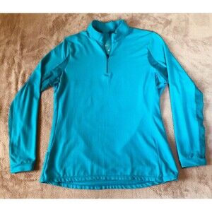 Irideon 1/4 Zip Shirt Womens Blue Size Large Long Sleeve Horse Riding Equestrian
